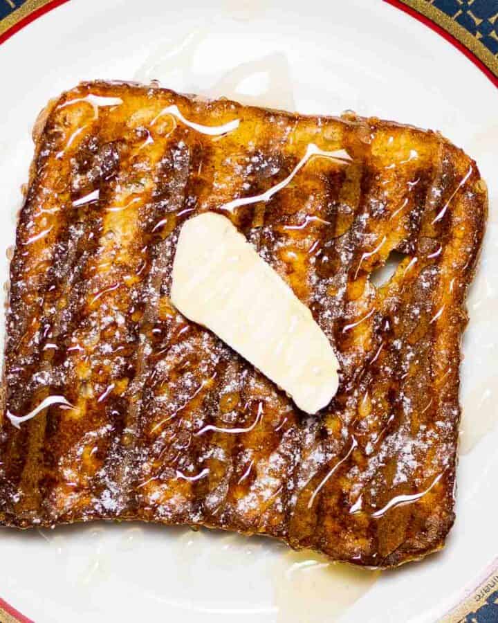 close-up of air fryer french toast