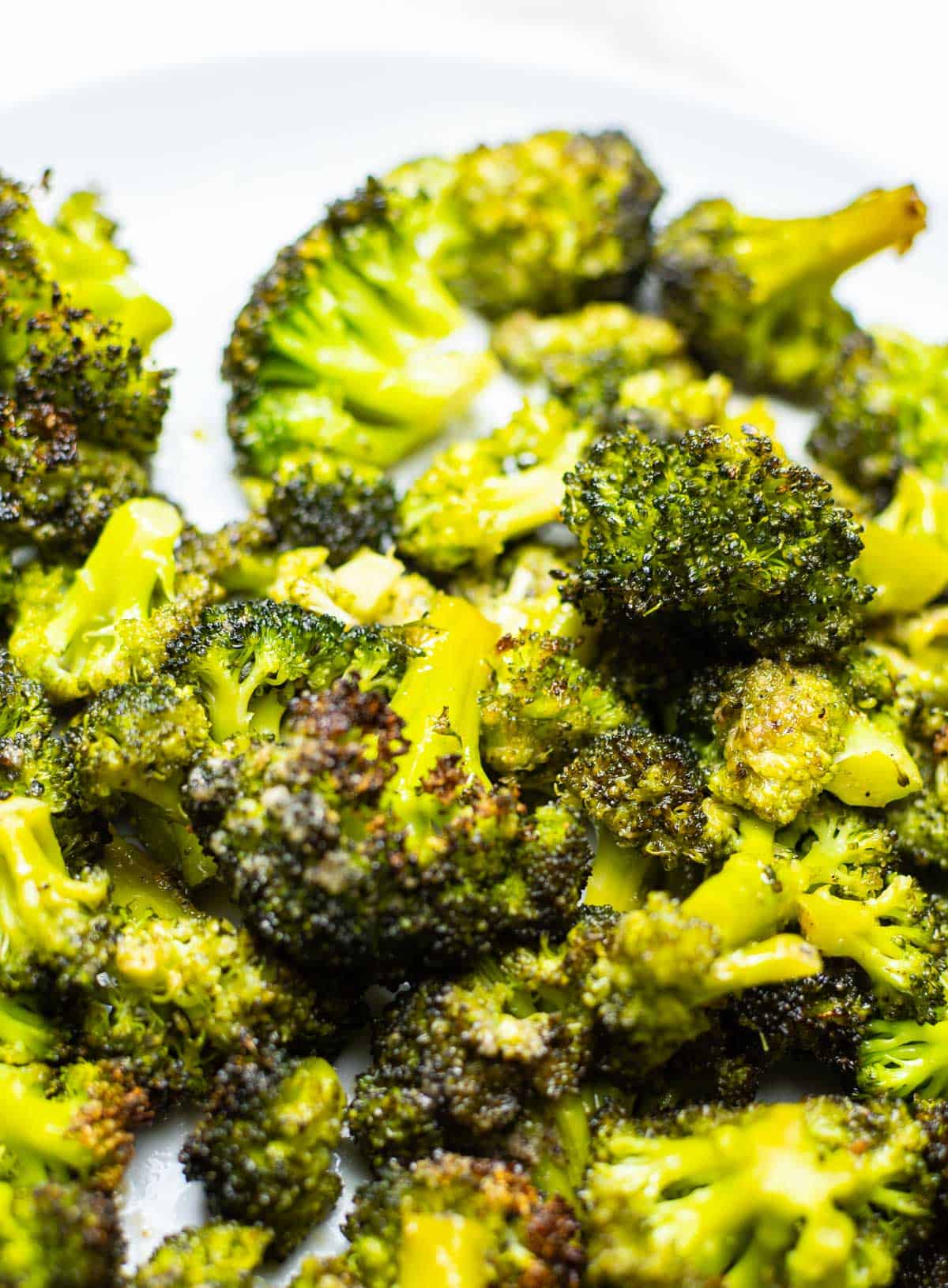 close-up of air fried frozen broccoli