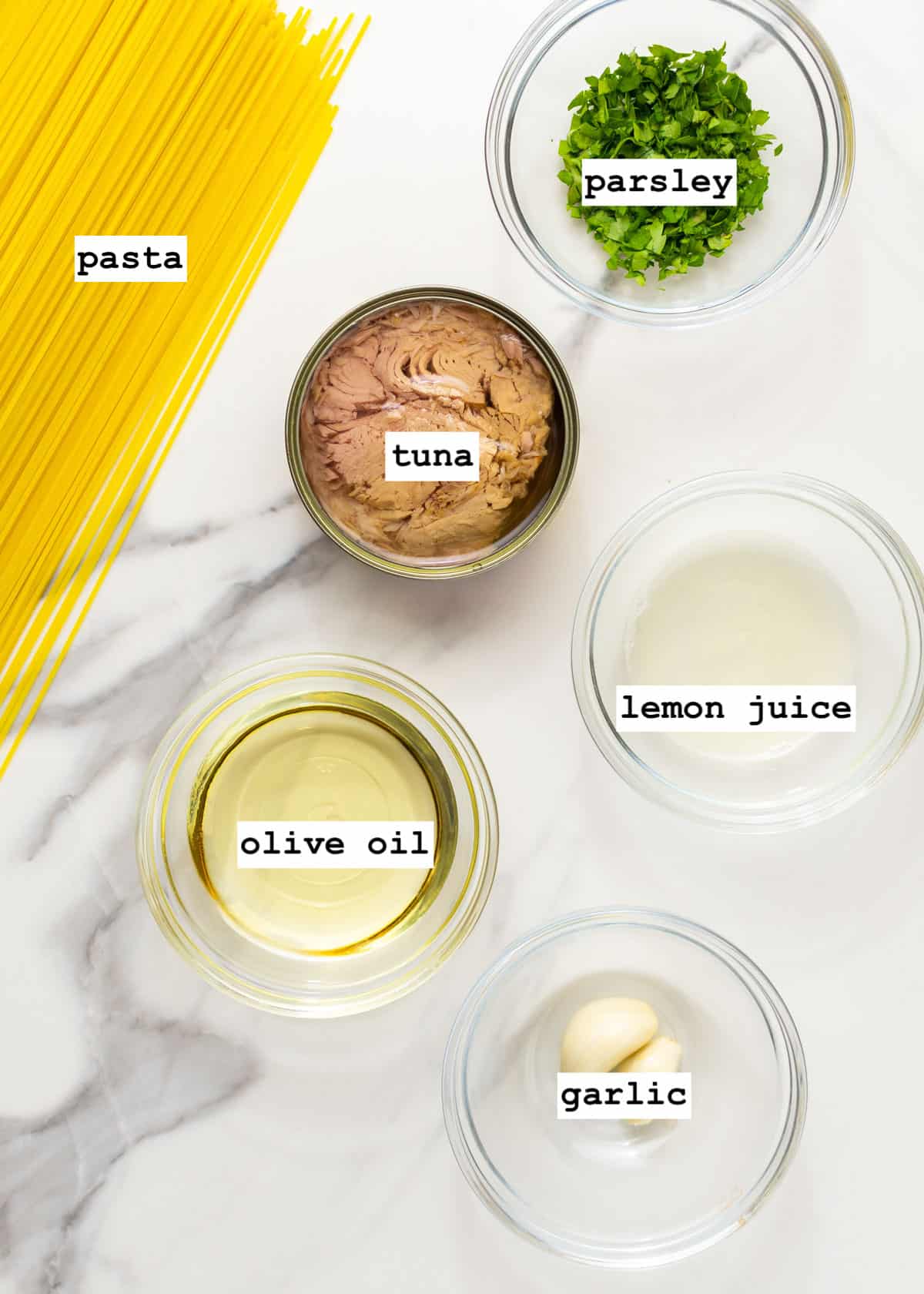 ingredients to make canned tuna pasta