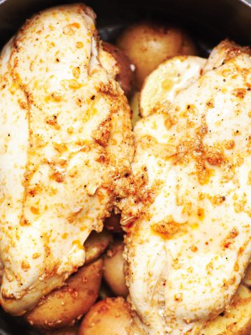 Crockpot Garlic Parmesan Chicken and Potatoes