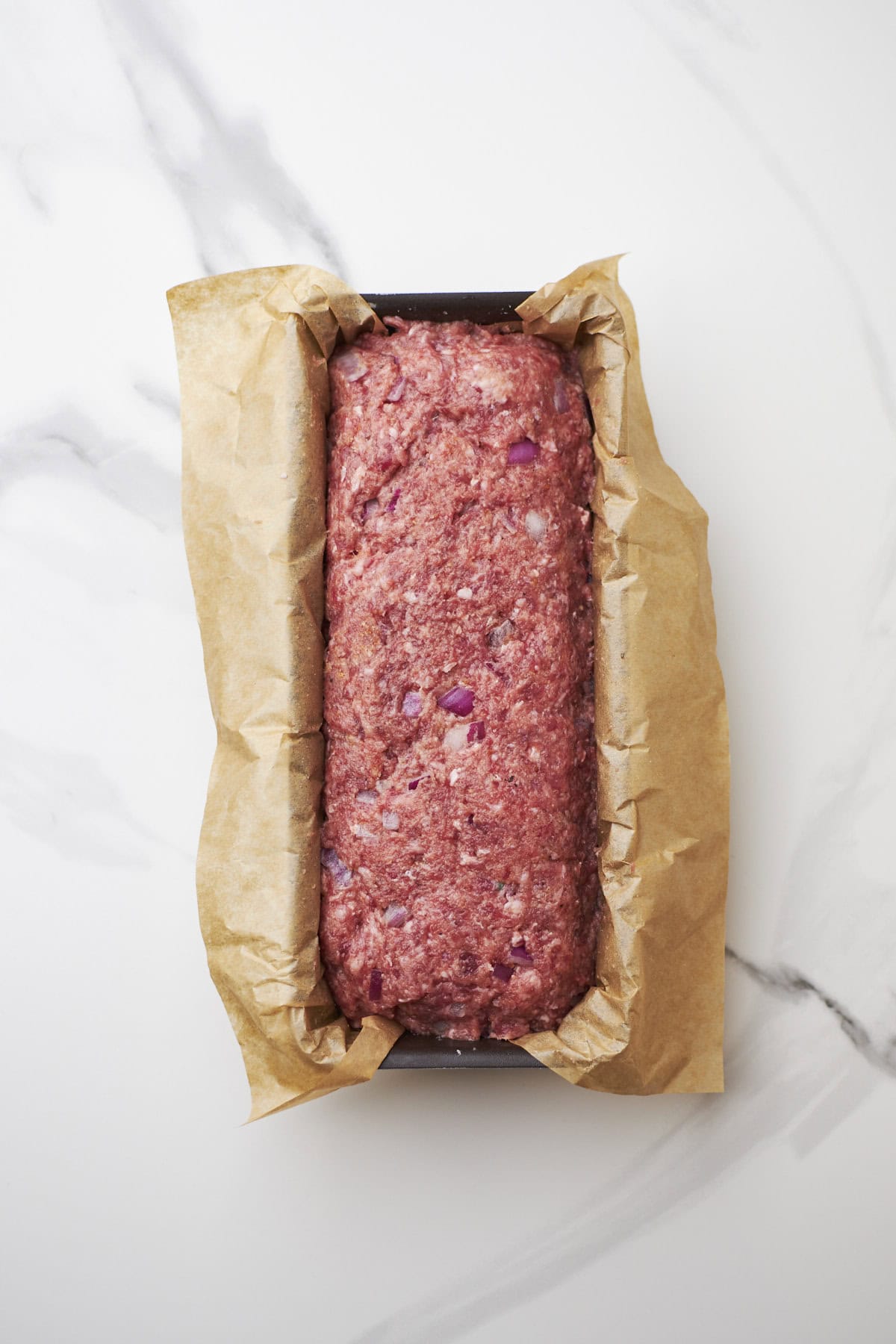 meatloaf mixture in baking pan.