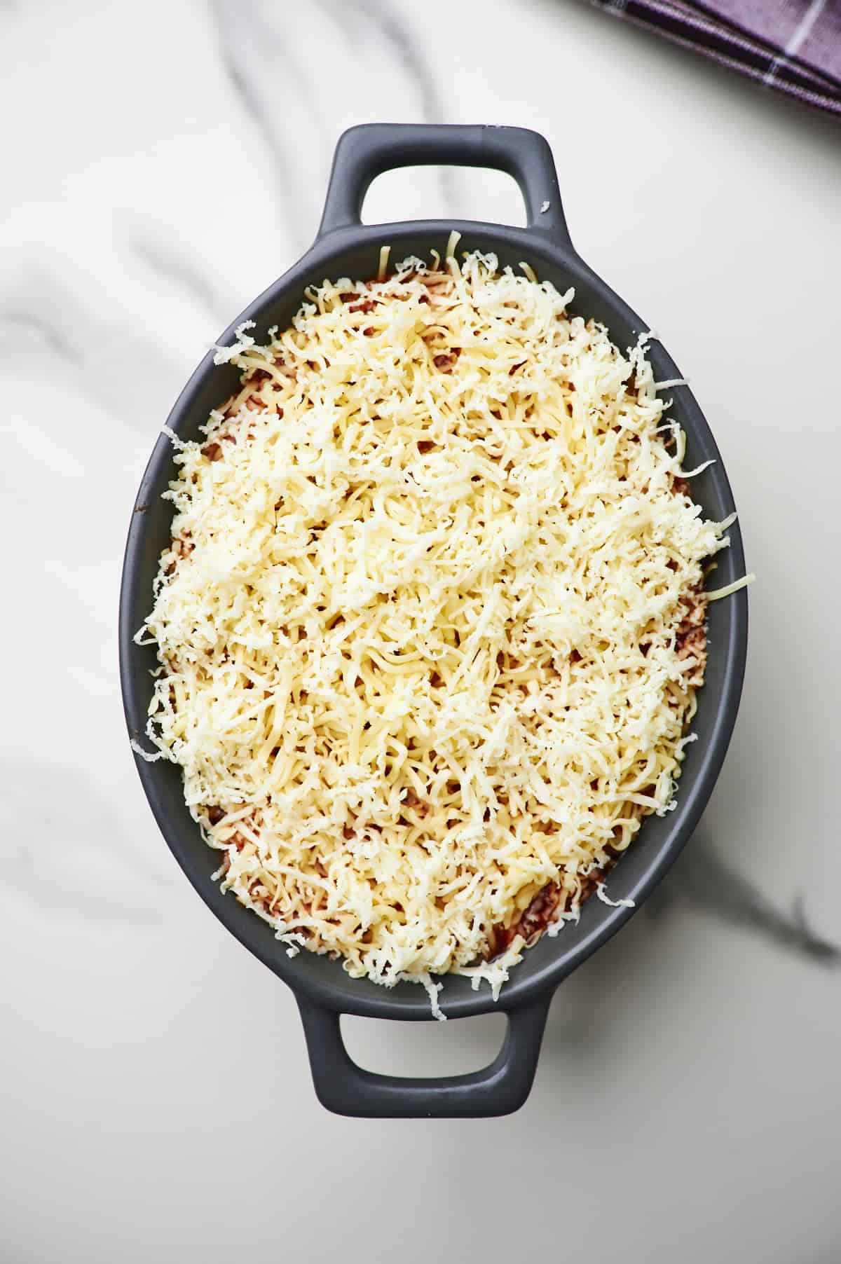 shredded cheese layer of dip