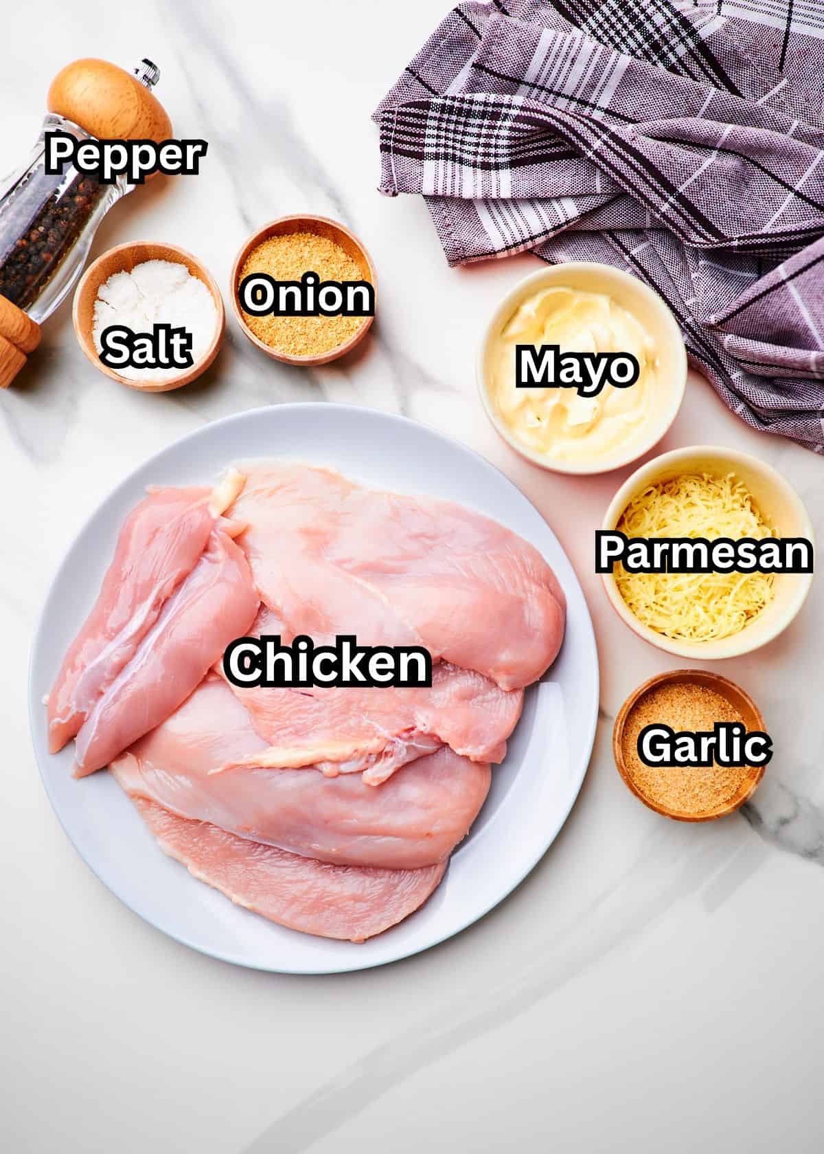 mayonnaise Parmesan chicken ingredients.